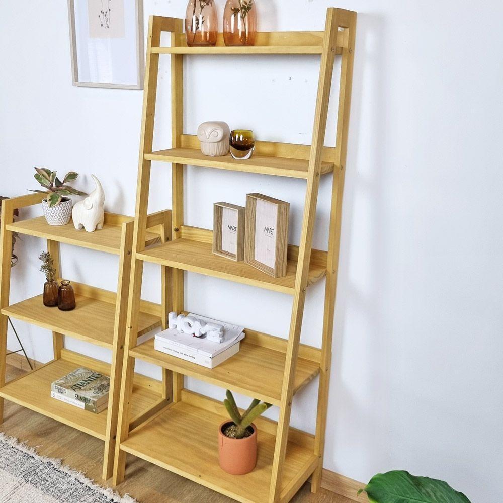 Estante Tipo Escada Pipa 5 Prat 150A X 60L X 38P Pinus Mel - 6