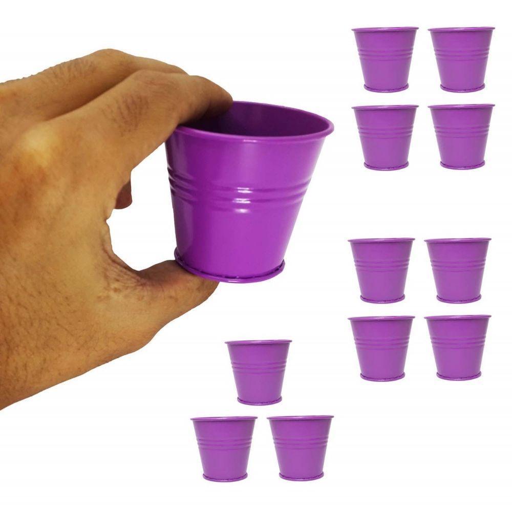 Balde Cachepot De Metal P/ Mesa Festa Mini Roxo Kit C/12 - 1