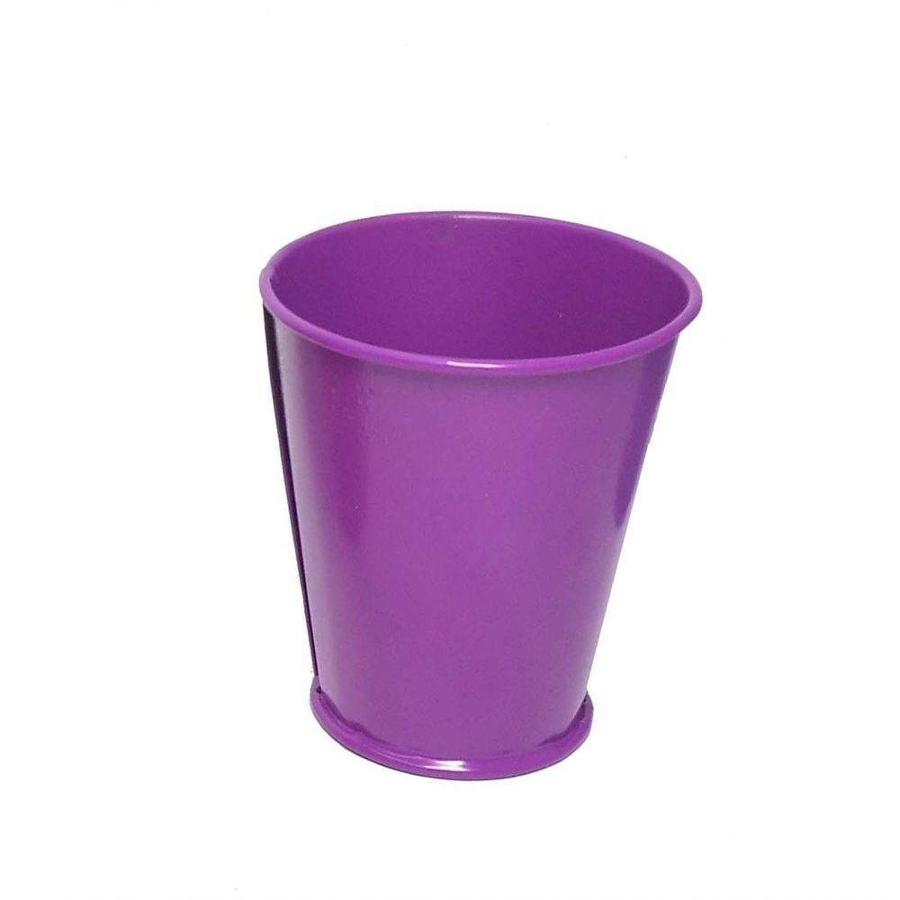 Balde Cachepot Enfeite P/ Mesa Festa Metal Mini Roxo Kit12 - 2