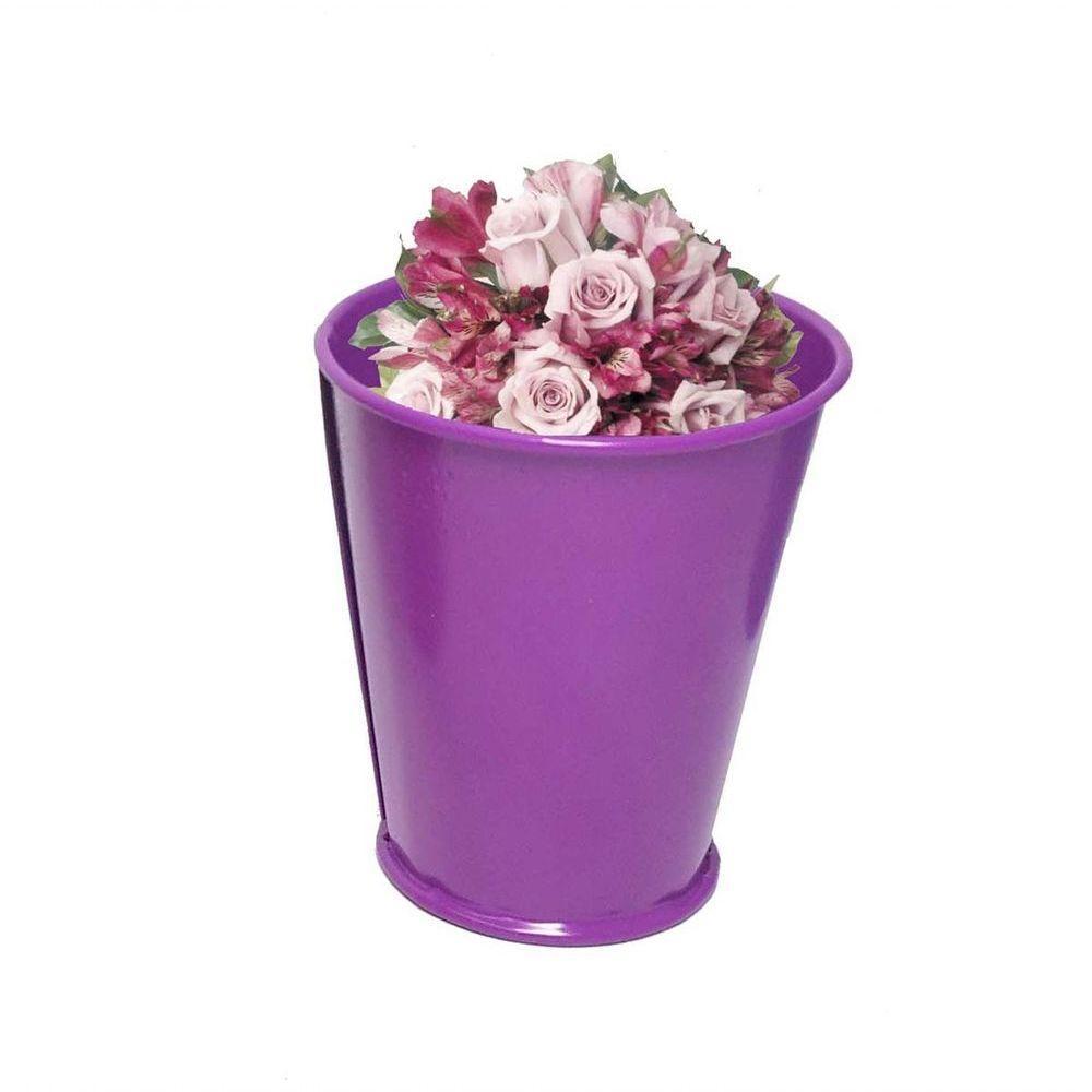 Balde Cachepot Enfeite P/ Mesa Festa Metal Mini Roxo Kit12 - 4