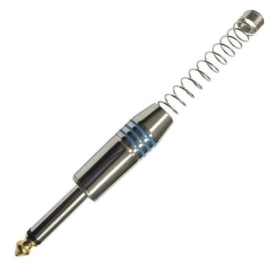 Plug P10 Mono com Mola Espacada Azul com Ponta Gold