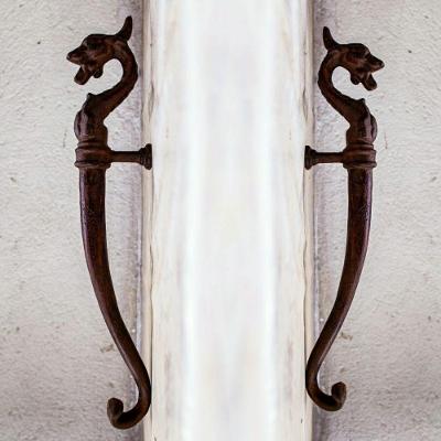 Puxador De Porta 50Cm Cavalo Marinho 02Un Decoração Rústico