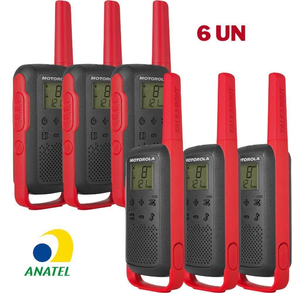 Kit 6x Rádio Comunicador Motorola T210br 32km Ht Talkabout - 1