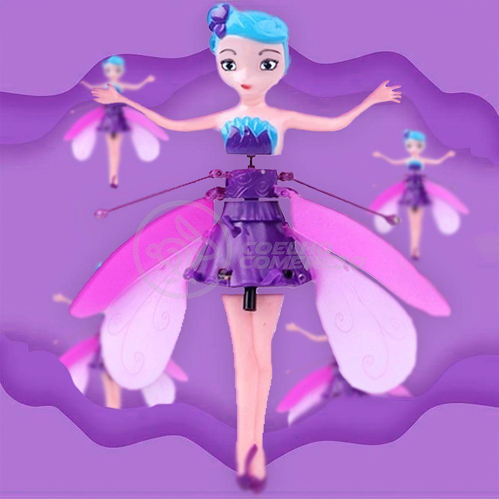 Boneco Princesa Aerocraft Fada Voadora Roxo 19Cm C/ Luz - 4