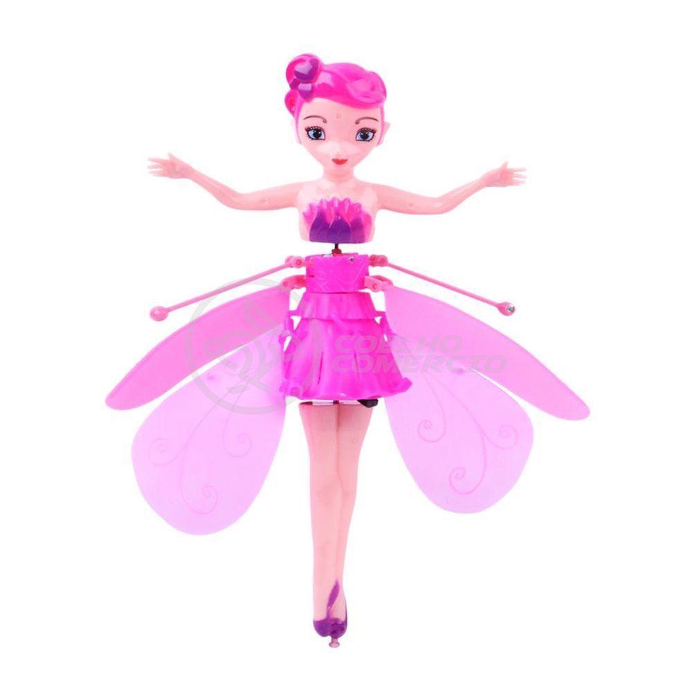 Boneco Princesa Aerocraft Fada Voadora Rosa 19Cm C/ Luz - 4