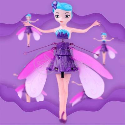 Boneco Princesa Aerocraft Fada Voadora Roxo 19Cm C/ Luz
