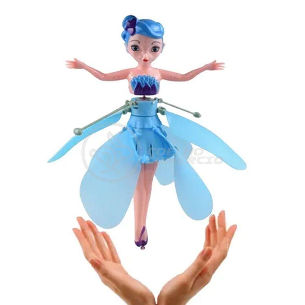 Boneco Princesa Aerocraft Fada Voadora Azul 19Cm C/ Luz - 5