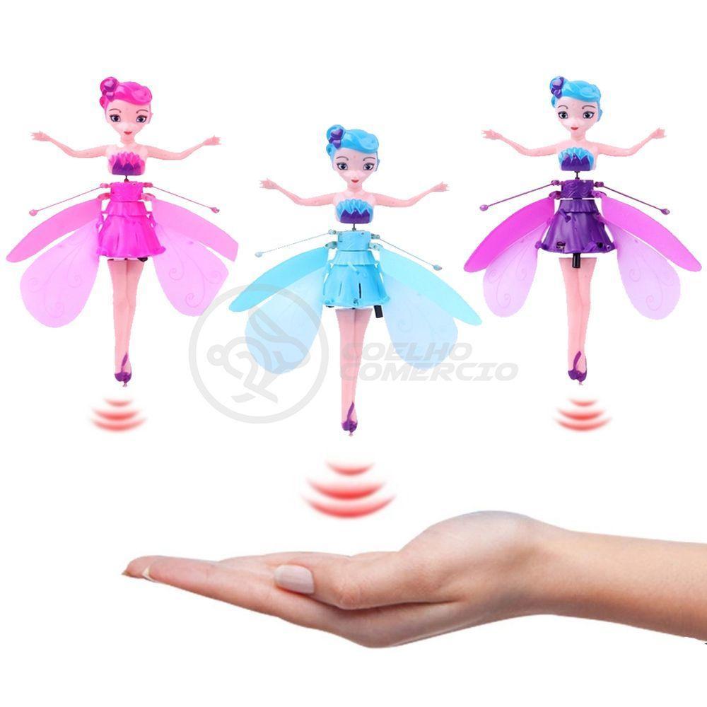 Boneco Princesa Aerocraft Fada Voadora Azul 19Cm C/ Luz - 4