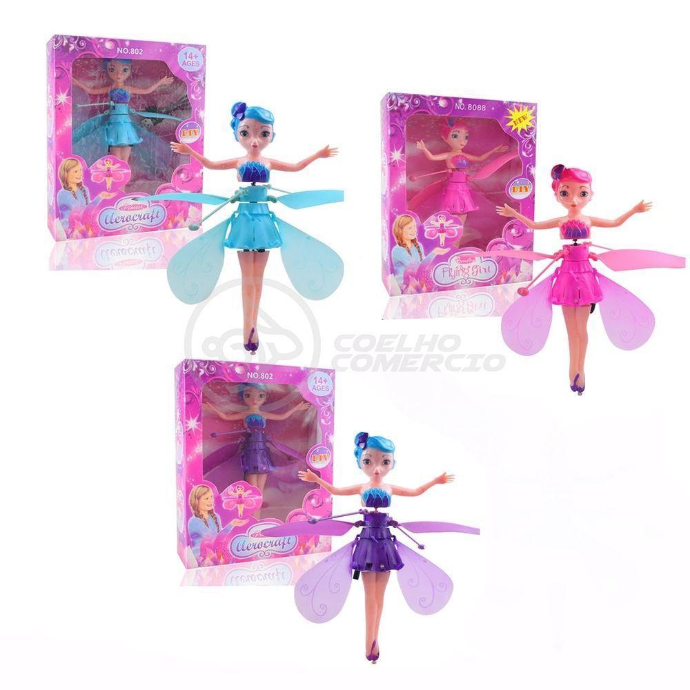 Boneco Princesa Aerocraft Fada Voadora Roxo 19Cm C/ Luz - 4