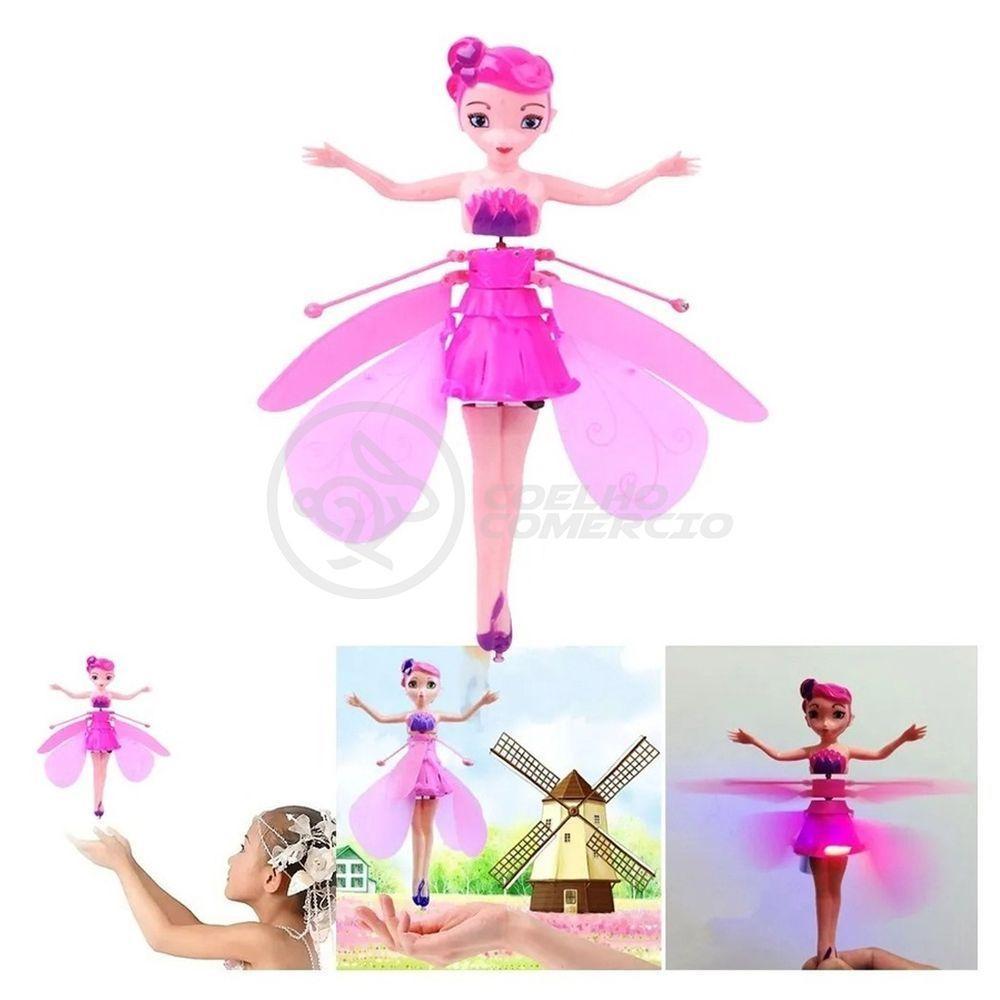 Boneco Princesa Aerocraft Fada Voadora Roxo 19Cm C/ Luz - 3