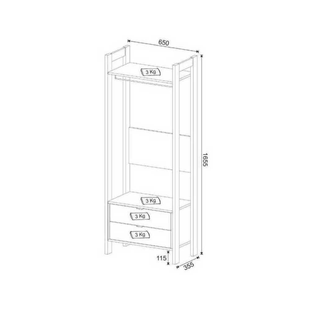 Armário Closet Com 2 Gavetas Multimóveis Cr35001 Branco/amêndoa - 3