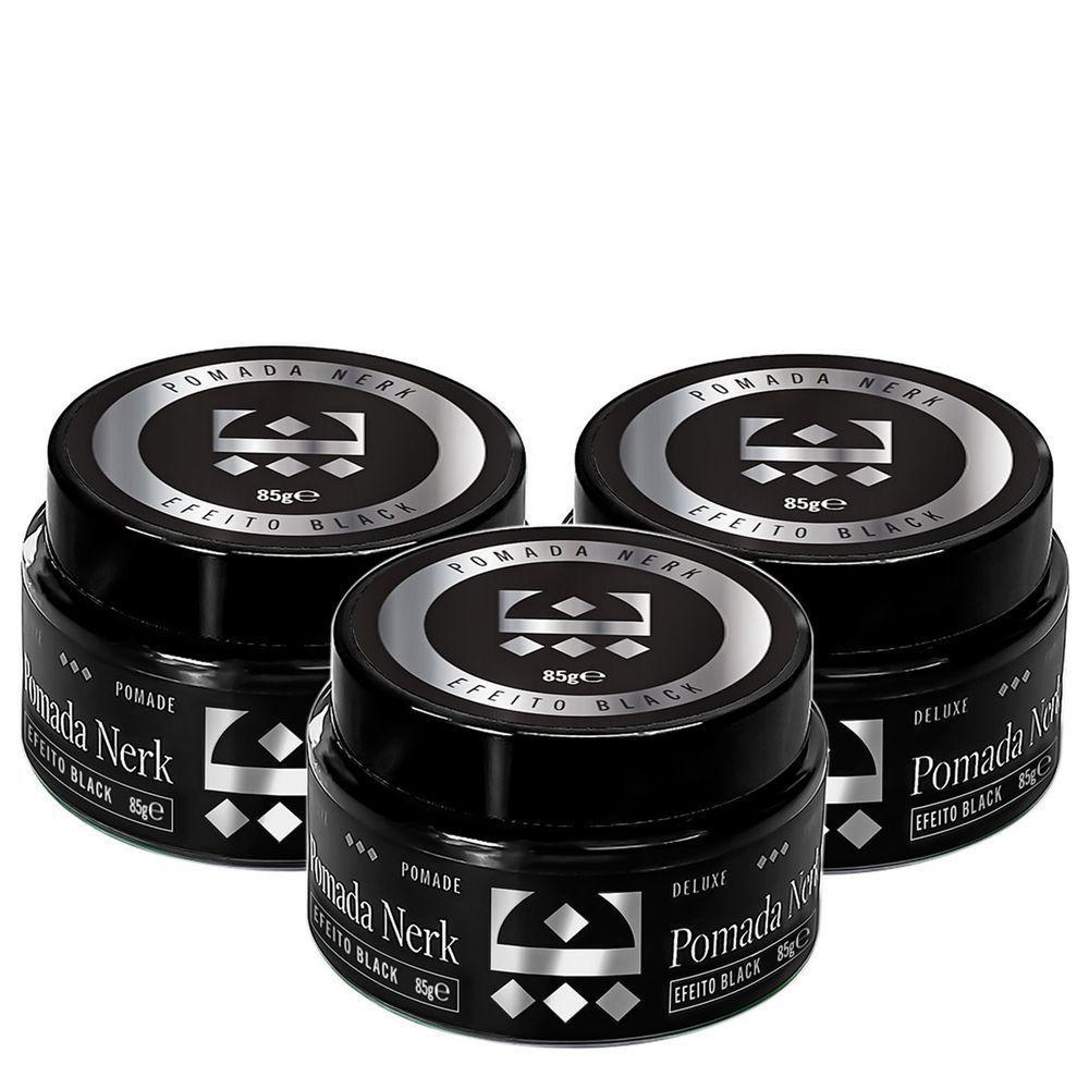 Kit 3 Pomada Modeladora Nerk Efeito Black Embaixador 85G - 1
