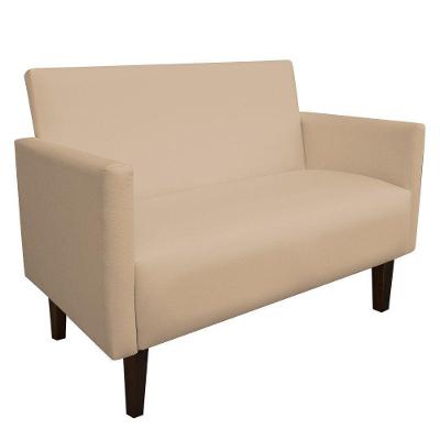 Sofá Retrô Namoradeira Jade 02 Lugares Corino Bege D´rossi