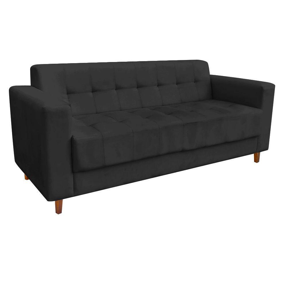Sofá 3 Lugares Arezzo Suede Preto - 4
