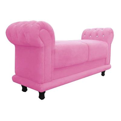 Recamier Barcelona Suede Rosa Bebê com Strass