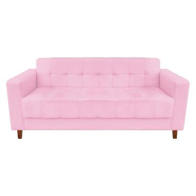Sofá 3 Lugares Arezzo Suede Rosa Bebê