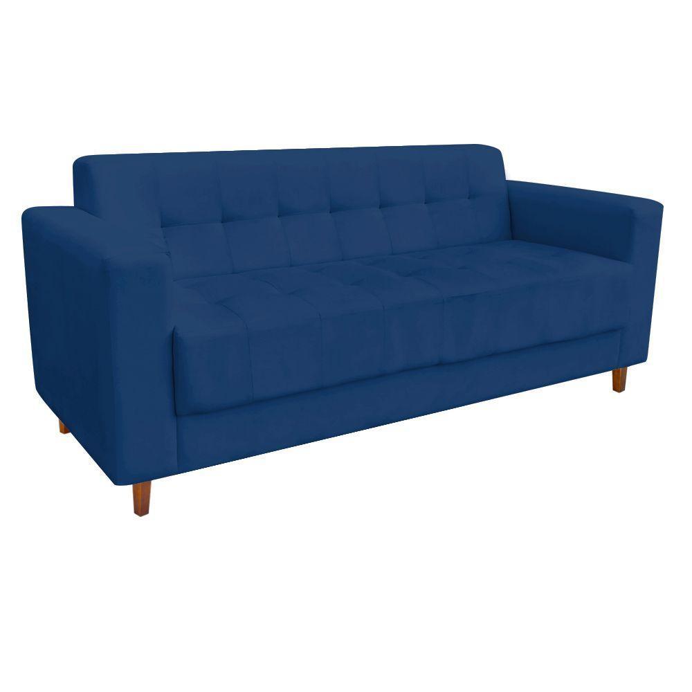 Sofá 3 Lugares Arezzo Suede Azul Marinho - 6