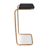 Mesa Lateral Tampo Multiuso Para Sofá Base Dourado - D'rossi Cor Preto