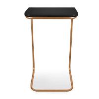 Mesa Lateral Tampo Multiuso Para Sofá Base Dourado - D'rossi Cor Preto - 5
