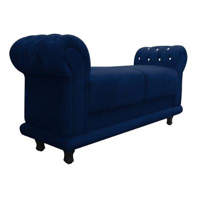 Recamier Barcelona Suede Azul Marinho com Strass