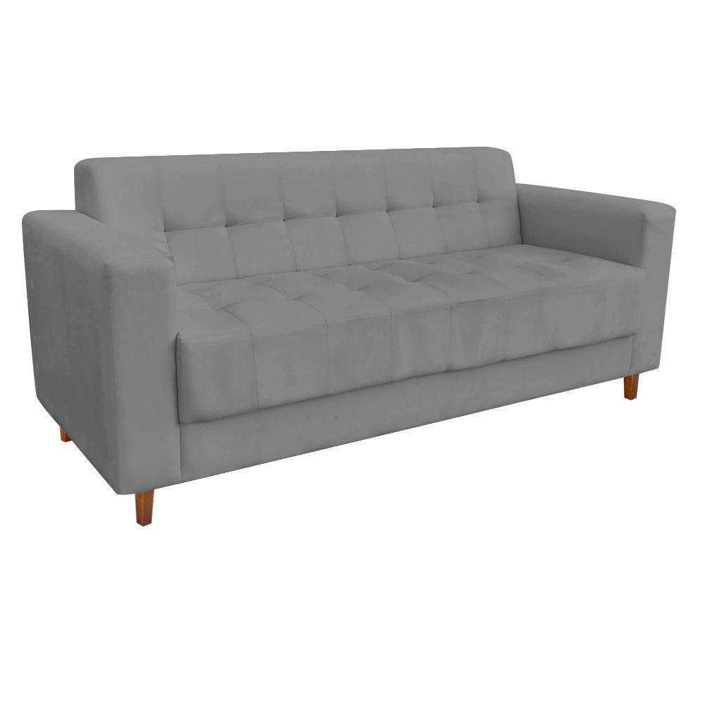 Sofá 3 Lugares Arezzo Suede Grafite - 3