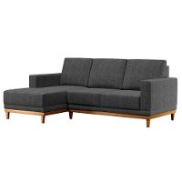 Sofá Kayrós 200cm 3 Lugares Com Chaise Direito D05 Linho Chumbo - Mpozenato - 1
