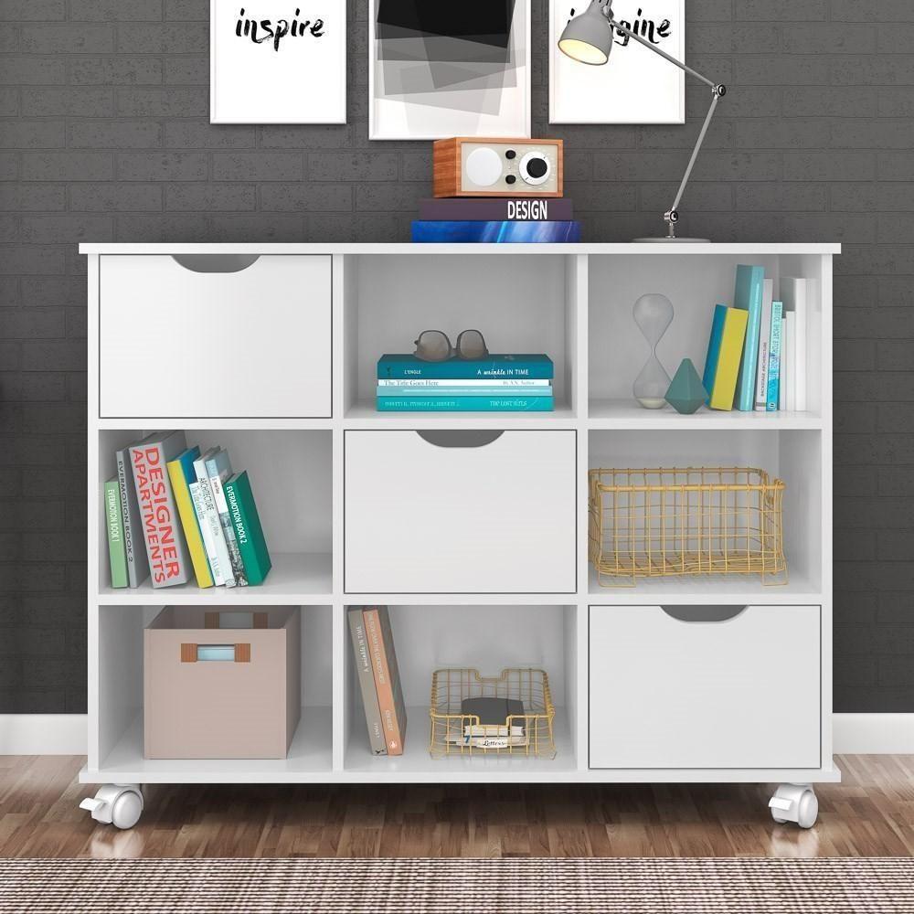 Nicho Organizador Multifuncional Com Rodízios Toys Q01 3 Gavetas Branco - Mpozenato - 4
