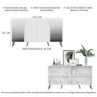 Aparador 4 Portas Com Espelho Retrô Vegas V3562 Branco/Natural - 6