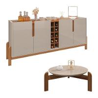 Aparador 190 Com Mesa De Centro Lizz Pés De Madeira Maciça Off White/Cedro Off White/Cedro - 1