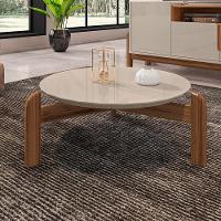 Aparador 190 Com Mesa De Centro Lizz Pés De Madeira Maciça Off White/Cedro Off White/Cedro - 3