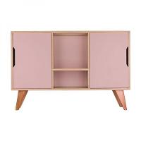 Buffet Aparador Retrô Com 2 Portas Murano Carvalho E Rosa - 1
