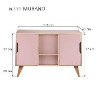 Buffet Aparador Retrô Com 2 Portas Murano Carvalho E Rosa - 2