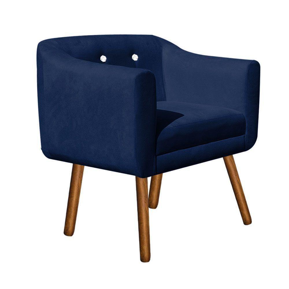 Kit Sofá 02 Lugares e 02 Poltronas Julia Azul Com Strass - 10