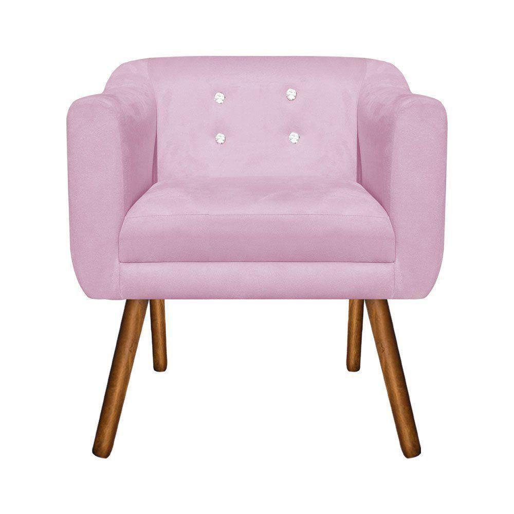 Kit 01 Namoradeira e 01 Poltrona Julia Rosa Com Strass - 3