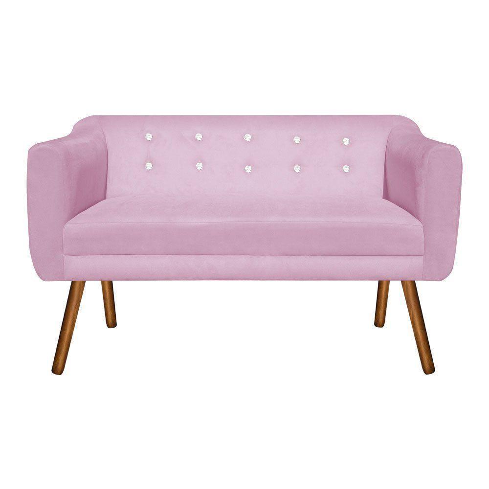 Kit 01 Namoradeira e 01 Poltrona Julia Rosa Com Strass - 4