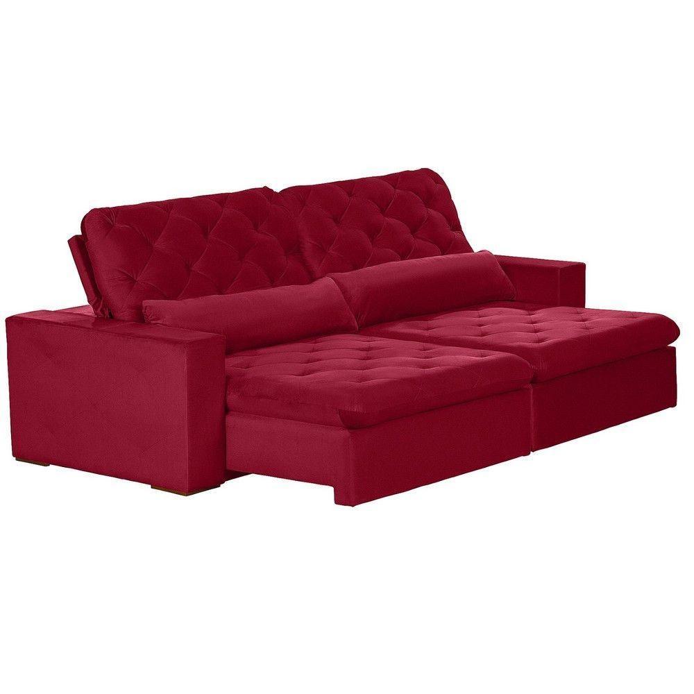 Sofá Modular 5 Lugares 2.50M Retrátil E Reclinável Vermelho - 8