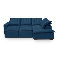 Sofá De Canto 5 Lugares 270cm Retrátil E Reclinável Azul - 3