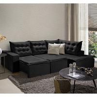 Sofá De Canto 5 Lugares 270cm Retrátil E Reclinável Preto - 1
