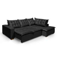 Sofá De Canto 5 Lugares 270cm Retrátil E Reclinável Preto - 2