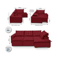 Sofá De Canto 5 Lugares 270cm Retrátil E Reclinável Vermelho - 6