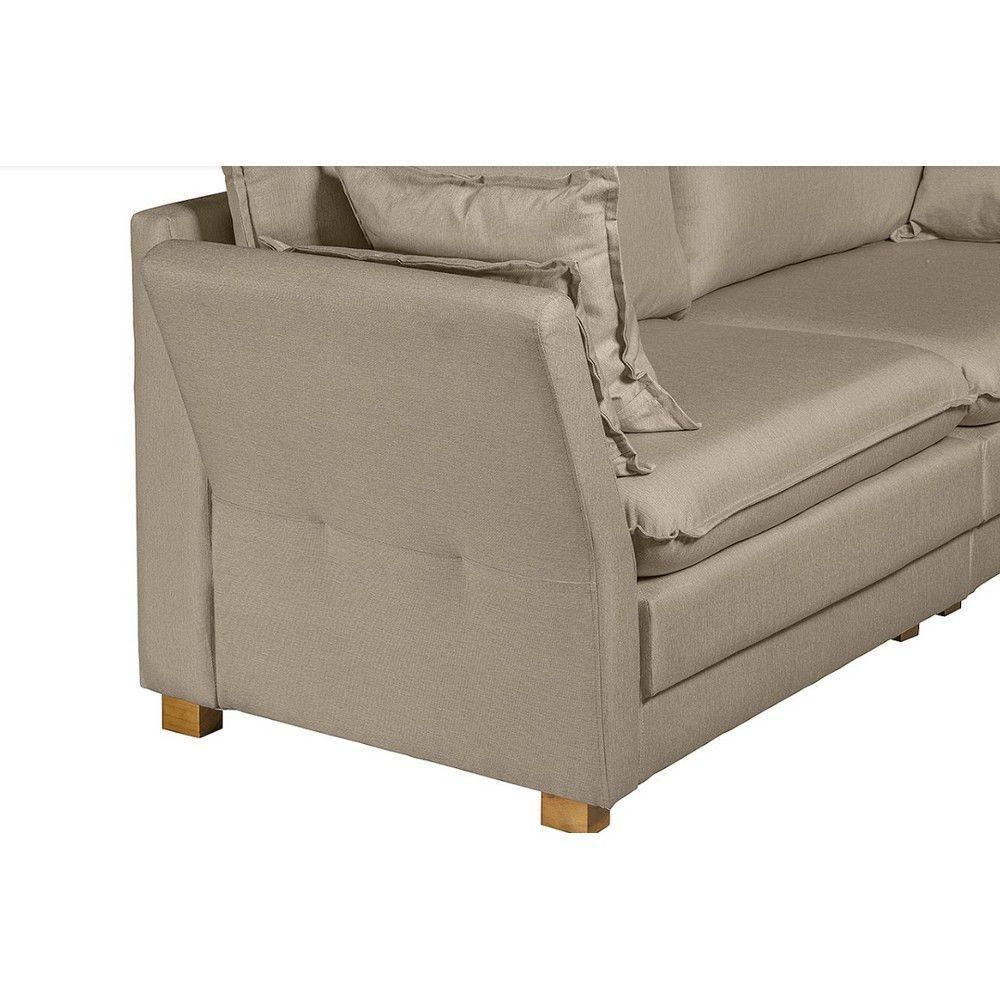 Sofá Natal Living Com 4 Lugares 2.20 Mt Linho Corriente Bege - 5