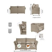 Sofá Natal Living Com 4 Lugares 2.20 Mt Linho Corriente Bege - 8