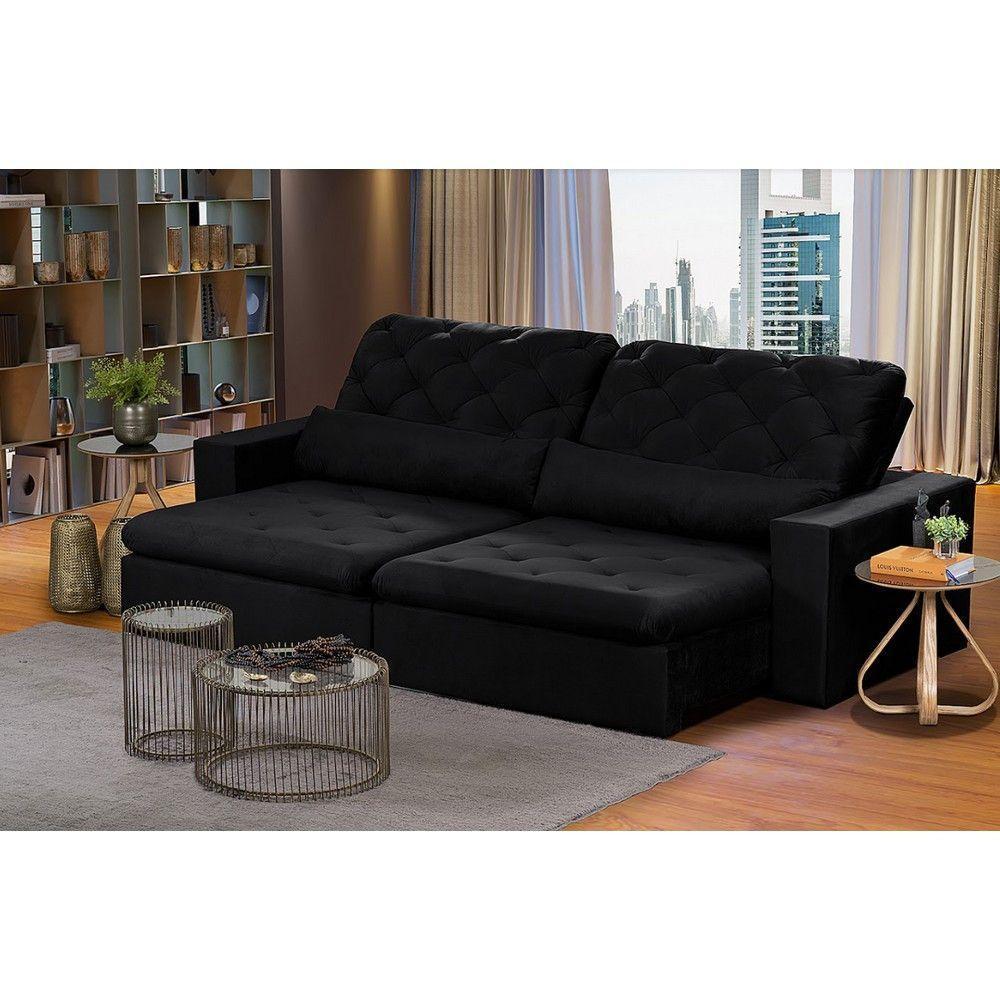 Sofá Modular 4 Lugares 2.30M Retrátil E Reclinável Preto - 1