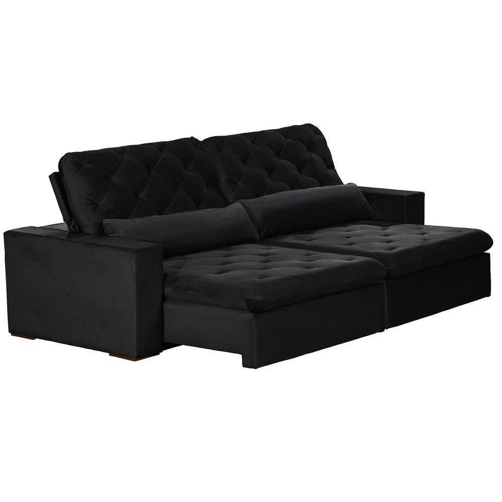 Sofá Modular 4 Lugares 2.30M Retrátil E Reclinável Preto - 4