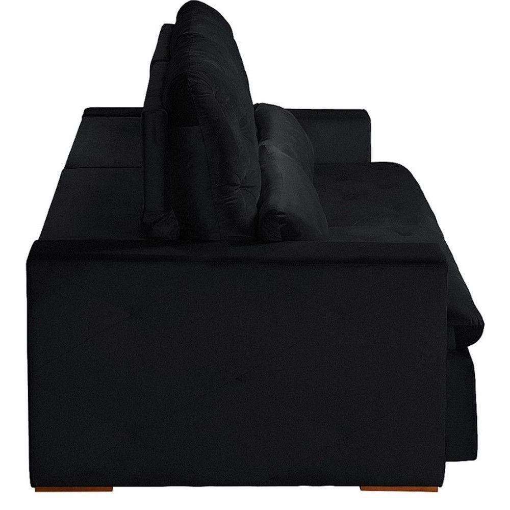 Sofá Modular 4 Lugares 2.30M Retrátil E Reclinável Preto - 8