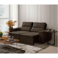 Sofá 3 Lugares 195cm Com Molas, Retrátil E Reclinável Marrom - 1