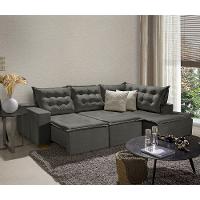Sofá De Canto 5 Lugares 270cm Retrátil E Reclinável Cinza - 1