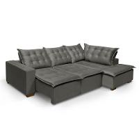 Sofá De Canto 5 Lugares 270cm Retrátil E Reclinável Cinza - 3