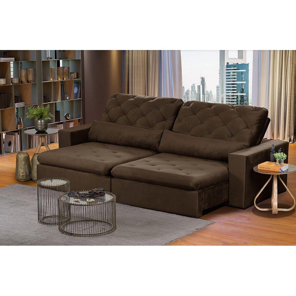 Sofá Modular 5 Lugares 2.50M Retrátil E Reclinável Marrom - 1