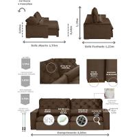 Sofá Modular 5 Lugares 2.50M Retrátil E Reclinável Marrom - 9